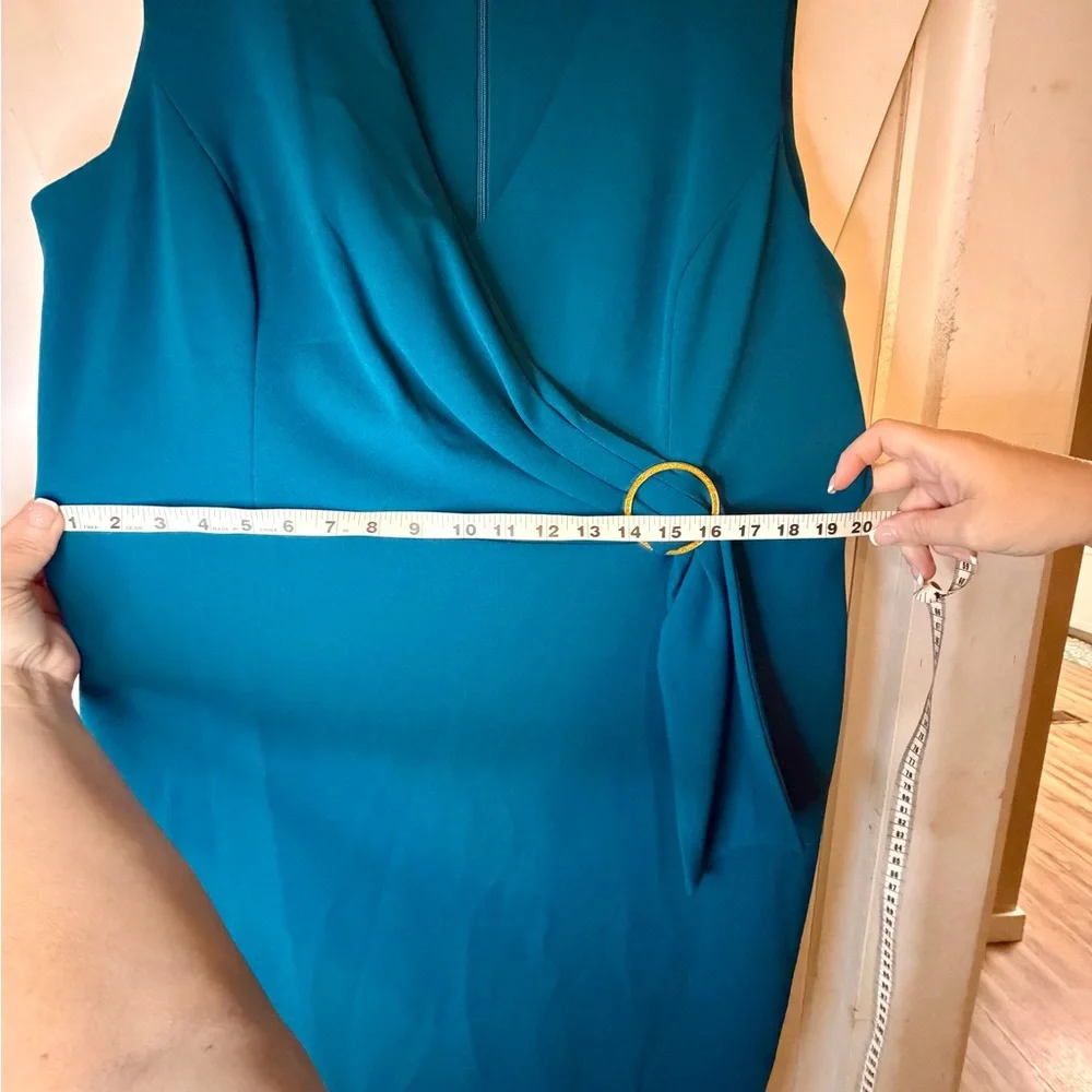 Calvin Klein Teal Midi Dress with Ring Detail - Picture 4 of 6